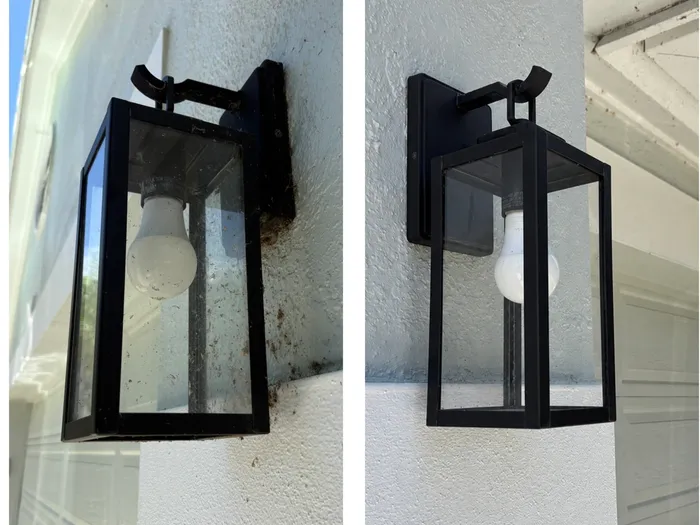 Before and after exterior light fixture detailing